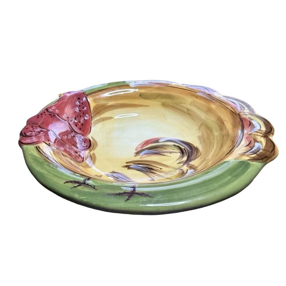 Tabletops Thanksgiving Hand Painted Gobble‎ Gobble Turkey Salad Soup Bowl 9 1/2